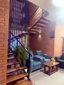 Photograph of the stairway in a coliving PG in Arekere.